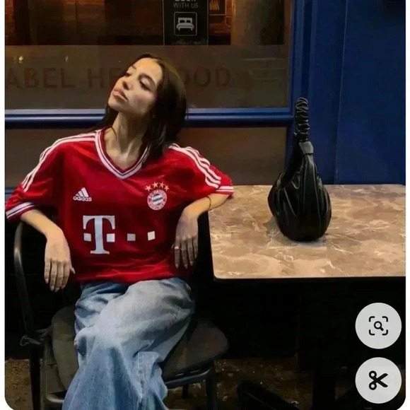 ADIDAS Floral graphic 03 striped sleeve Red Jersey tee oversized blokecore S - Picture 13 of 15